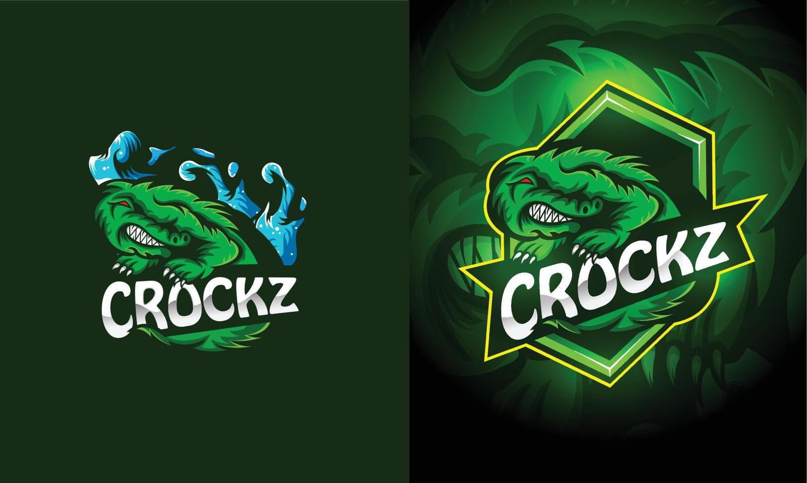 logo de la mascotte e-sport crocodile alligator en colère. vecteur
