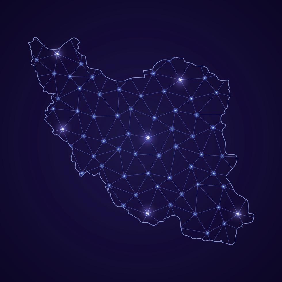 carte du réseau numérique de l'iran. ligne de connexion abstraite et point vecteur