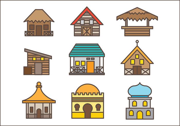 Free Pack Shack Icons Vector Pack Two