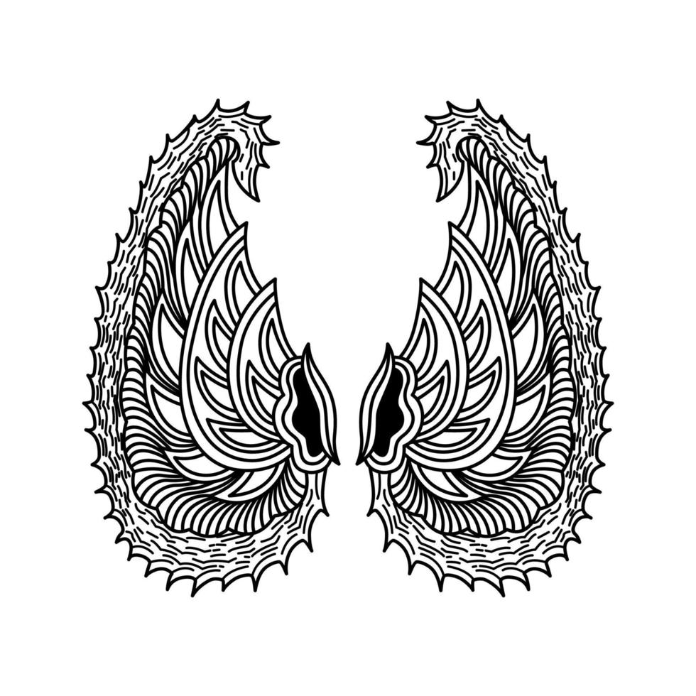 batik conception artistique dessin ailes vecteur conception