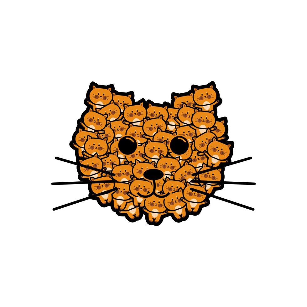 motif de visage de chat avec chaton dessin animé mignon vecteur