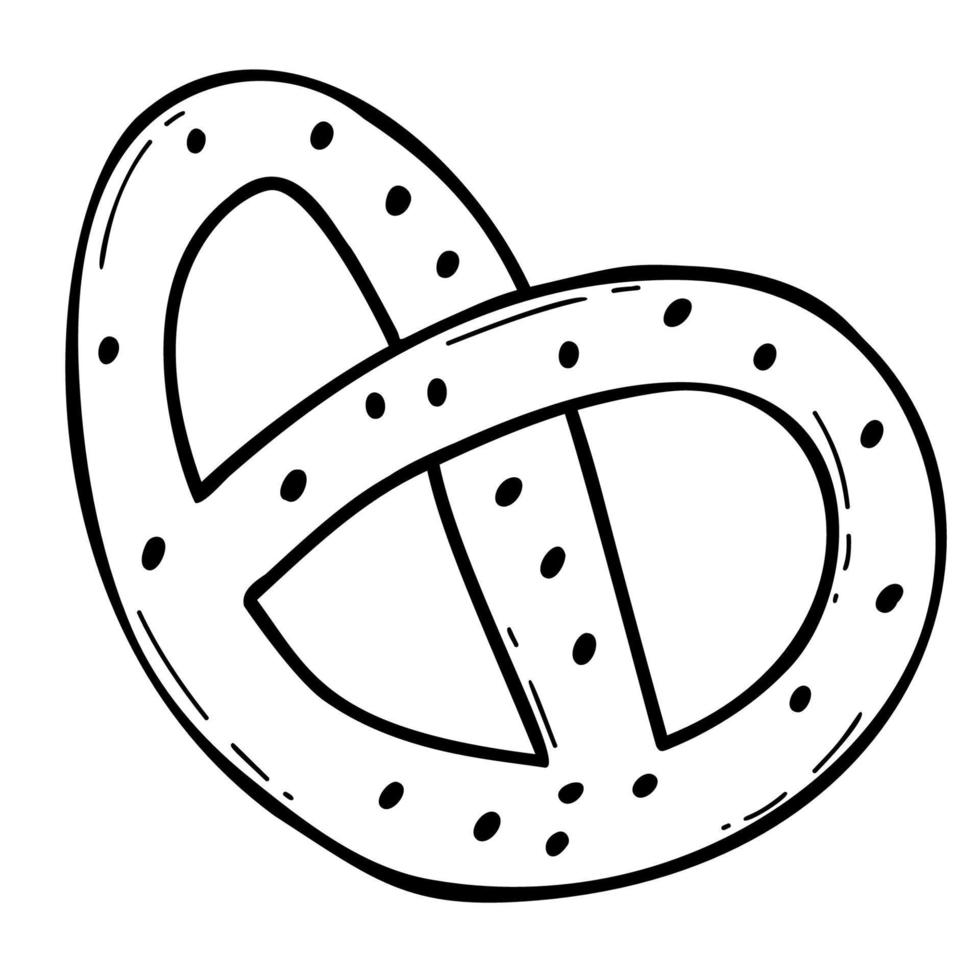 bretzel aux biscuits. dessin à la main linéaire vecteur