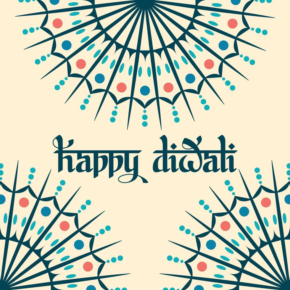 joyeux diwali illustration vectorielle de style art mandala indien ornemental vecteur