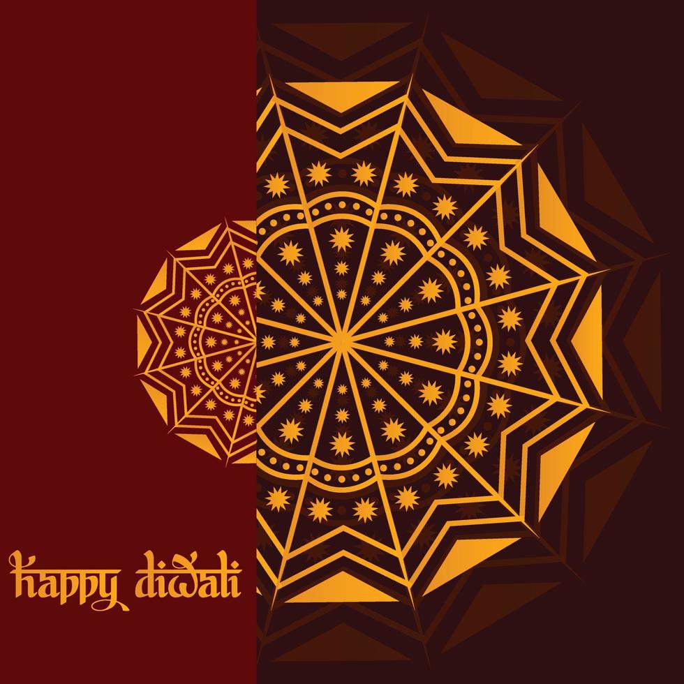 joyeux diwali illustration vectorielle de style art mandala indien ornemental vecteur