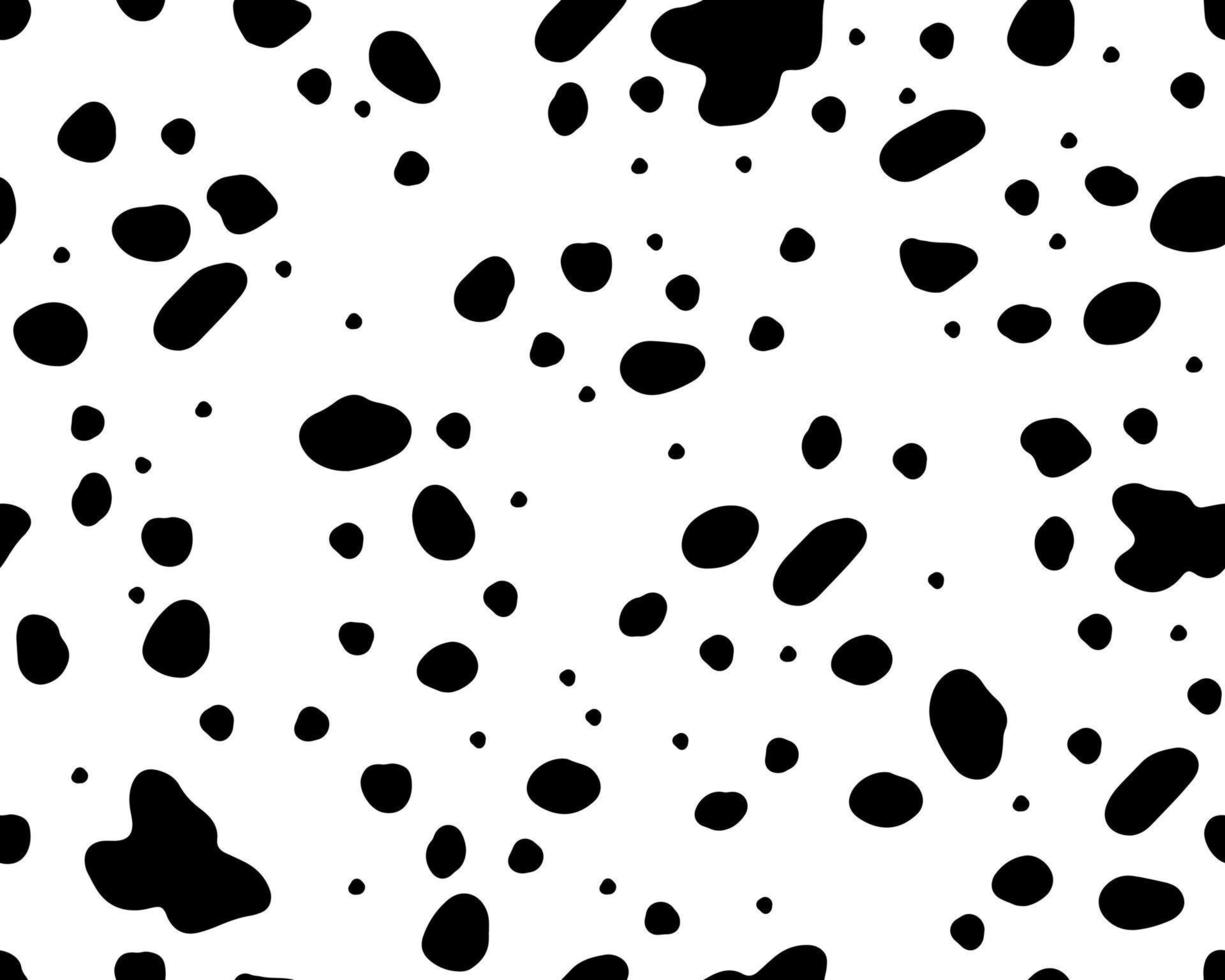 motif dalmatien motif sans couture sur fond blanc isolé. imprimé animal noir à taches inégales. fond de vecteur