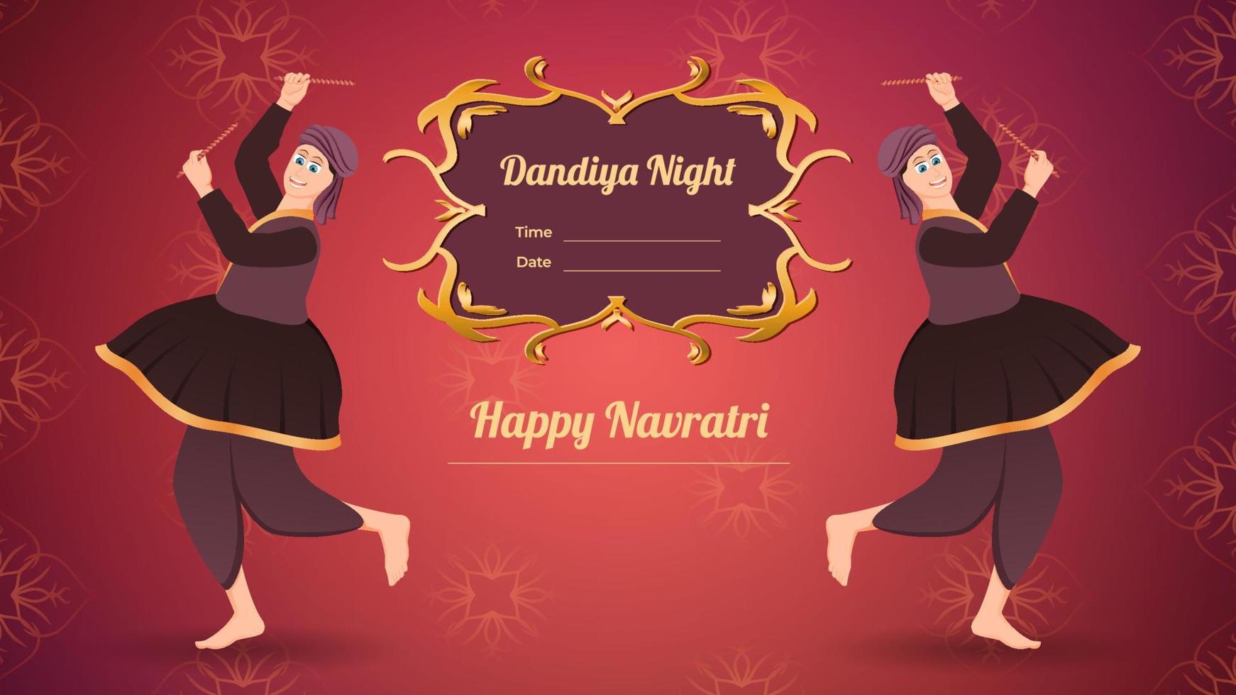 bannière vectorielle dandiya, joyeux navratri. vecteur