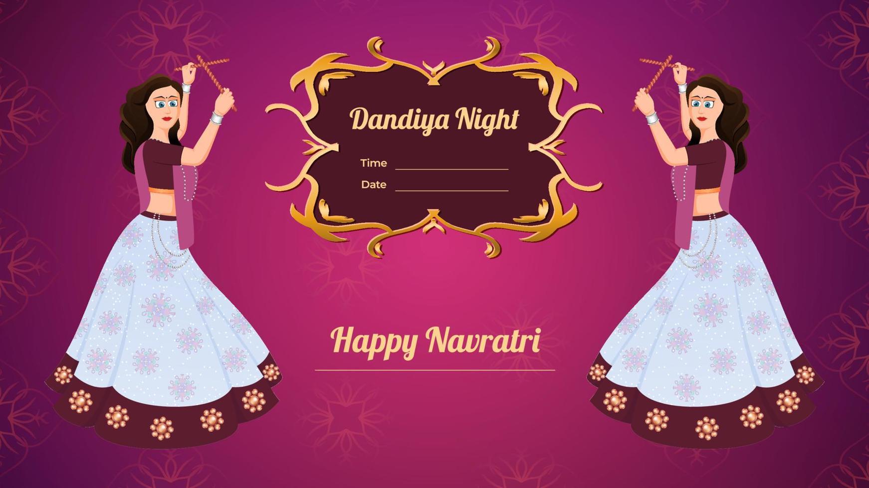 bannière vectorielle dandiya, joyeux navratri. vecteur