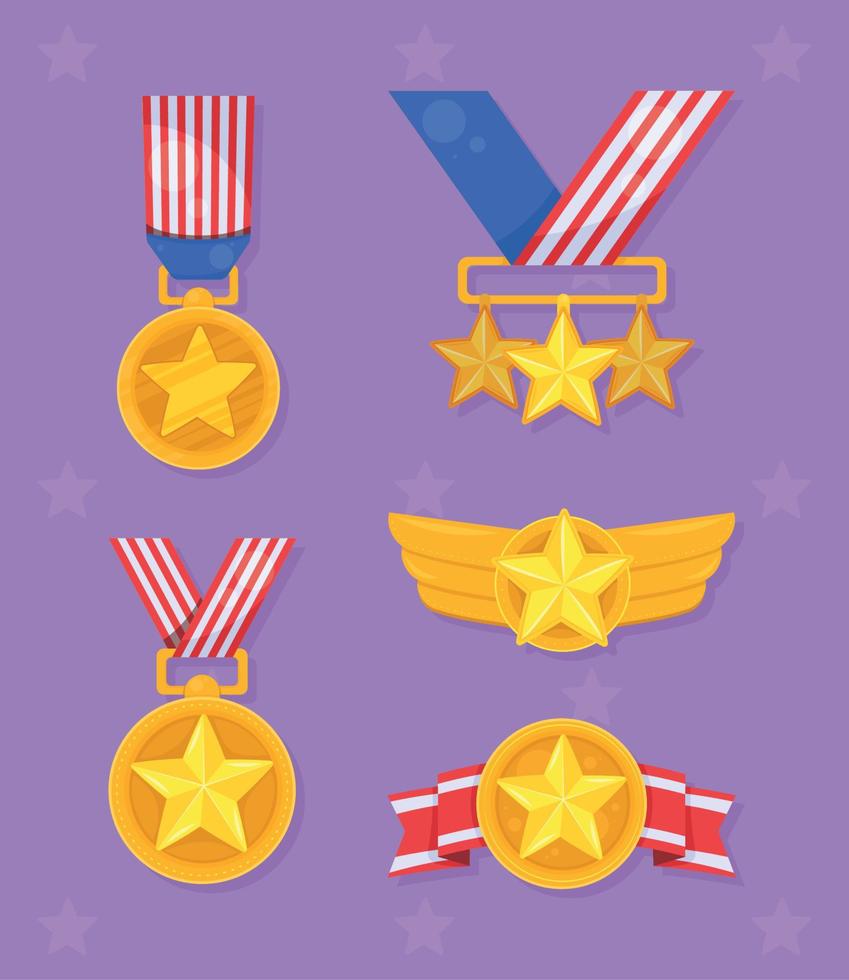 cinq médailles des vétérans américains vecteur
