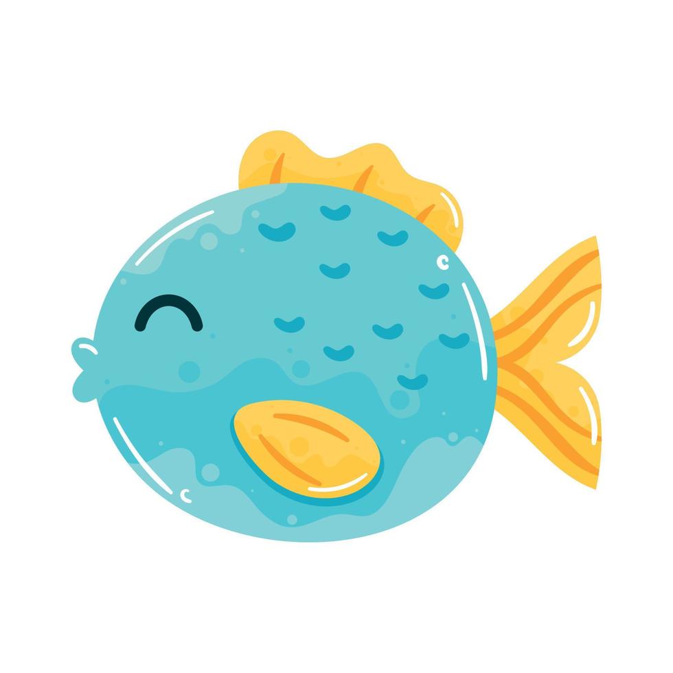 poisson bleu animal de la vie marine vecteur