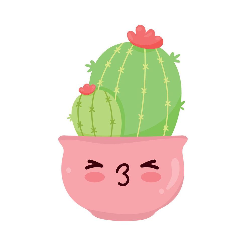 style kawaii de cactus de plante d'intérieur vecteur