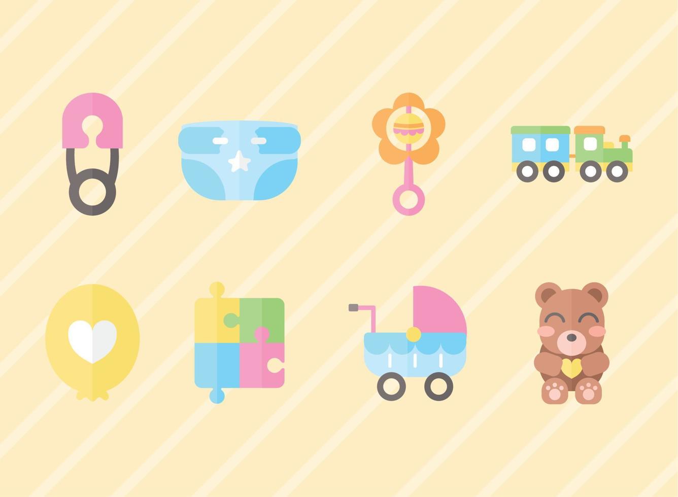 huit icônes de douche de bébé vecteur
