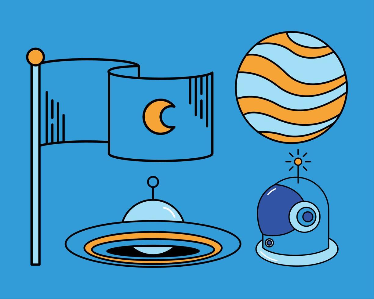 quatre icônes extérieures de l'espace vecteur