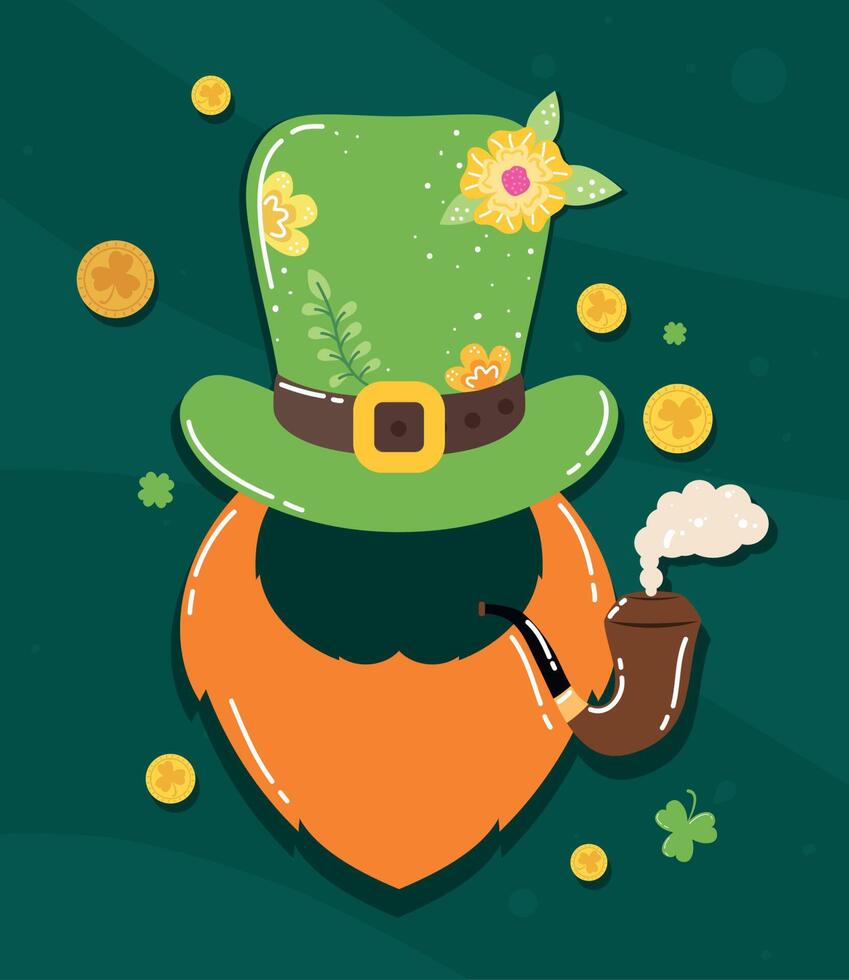 chapeau haut de forme et pipe saint patrick vecteur