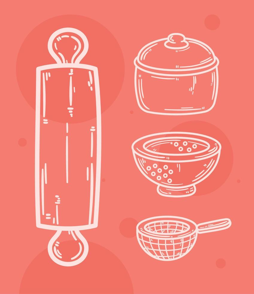 icônes d'outils d'ustensiles de cuisine vecteur