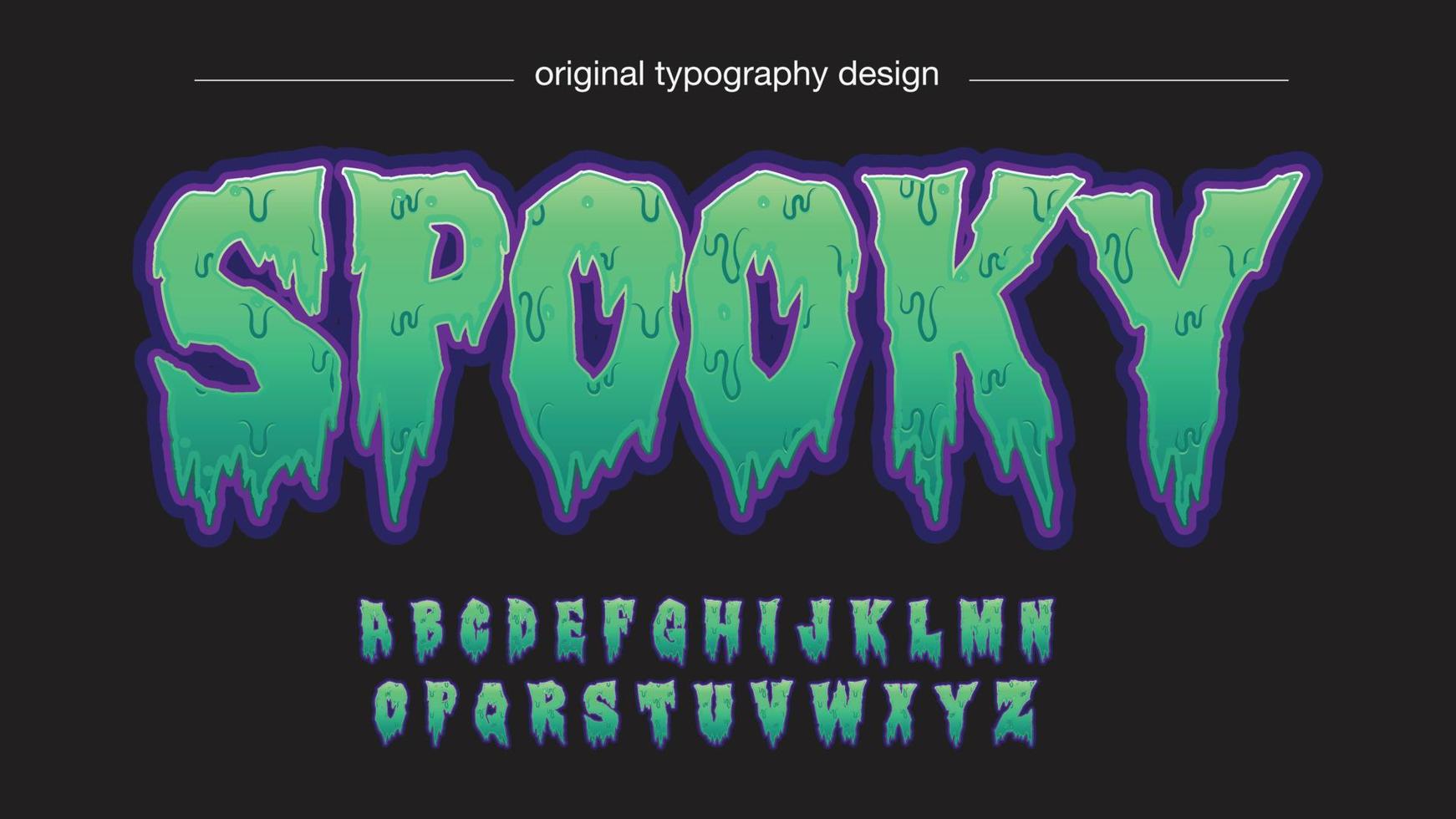 typographie effrayante dégoulinant de vert et de violet vecteur
