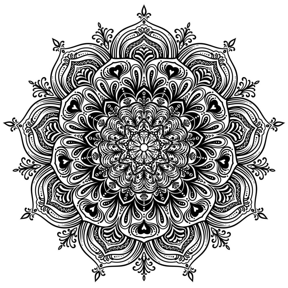 modèles de livres à colorier dans le style mandala pour le henné, le mehndi, les tatouages, les ornements décoratifs dans la page de style oriental ethnique. vecteur