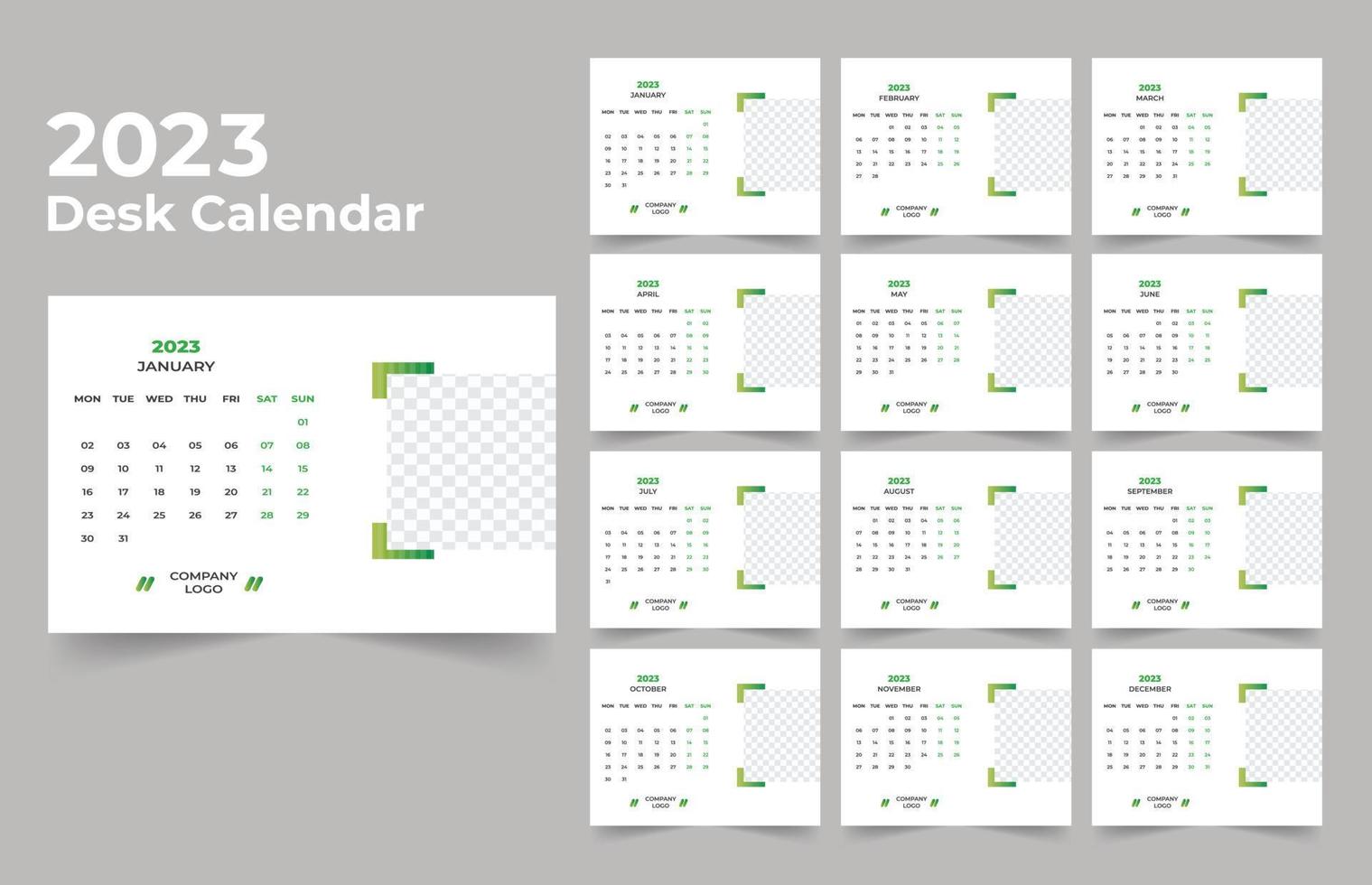 conception de modèle de calendrier de bureau 2023 vecteur