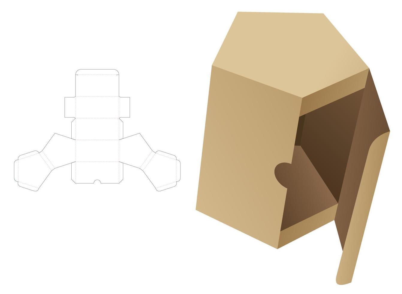 modèle de découpe de boîte pentagonale et maquette 3d vecteur