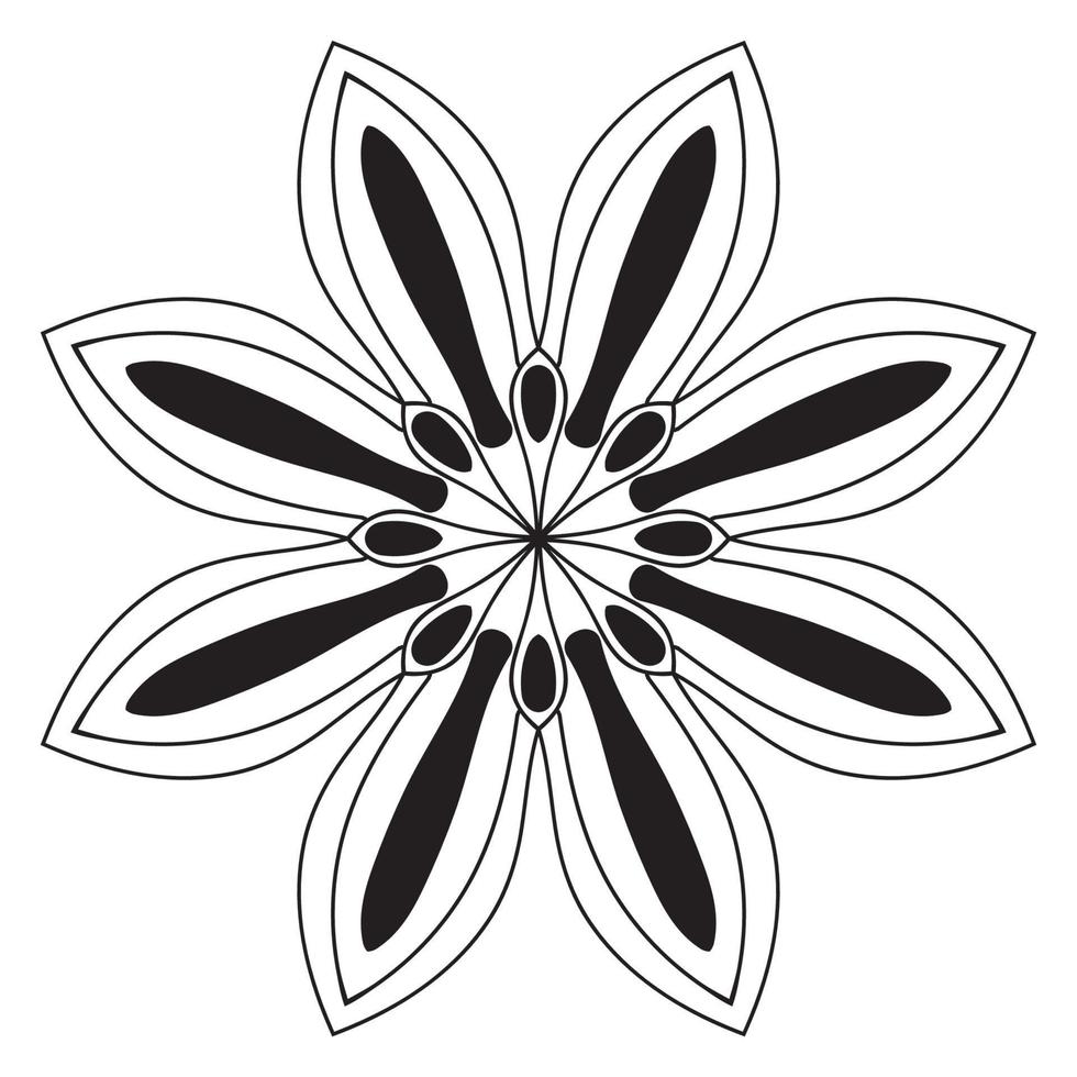 joli mandala. fleur doodle ronde ornementale isolée sur fond blanc. ornement décoratif géométrique dans un style oriental ethnique. vecteur