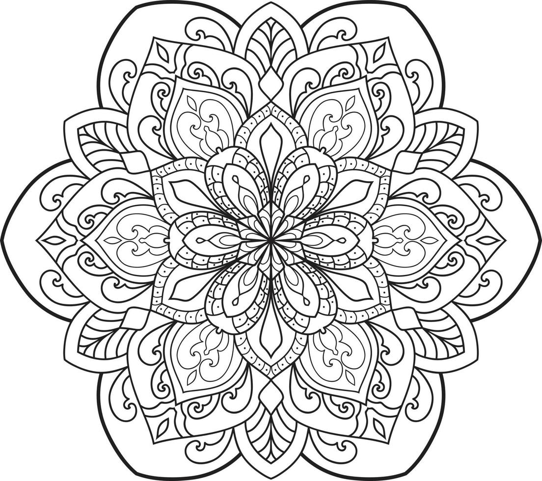 contour mandala en noir et blanc pro vactor vecteur