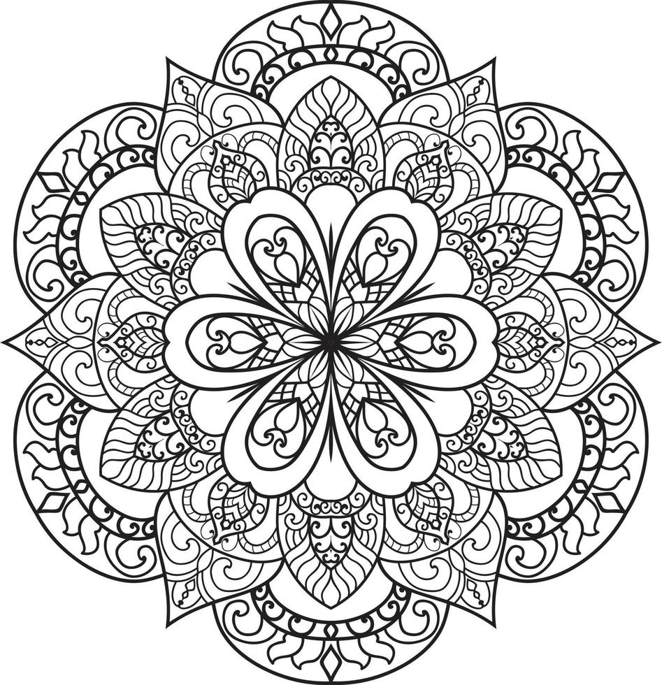 contour mandala en noir et blanc pro vactor vecteur