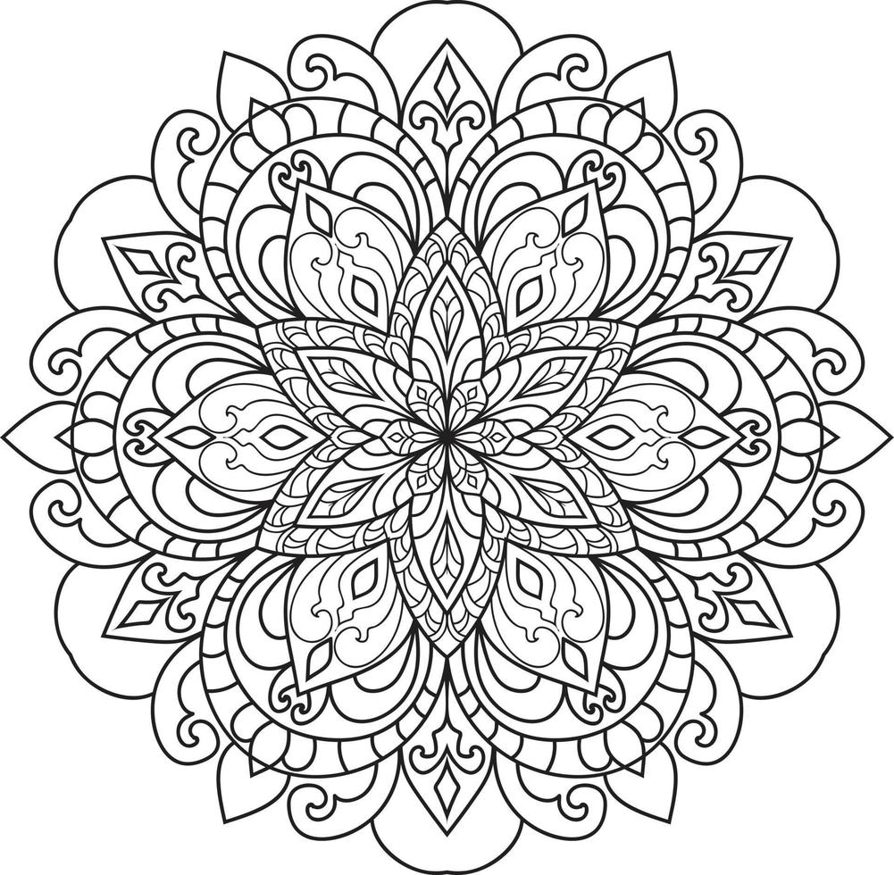 contour mandala en noir et blanc pro vactor vecteur