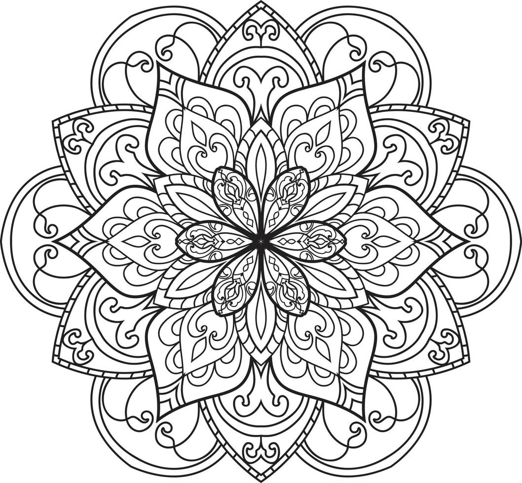 contour mandala en noir et blanc pro vactor vecteur