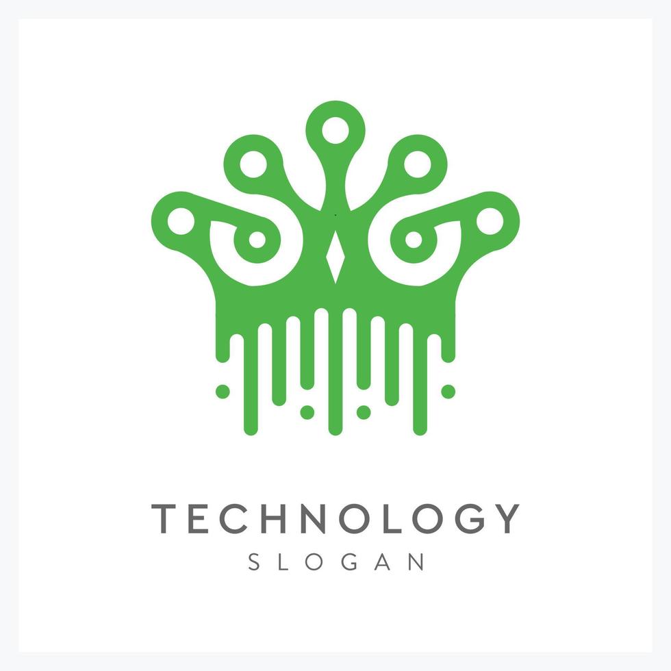 logo de la technologie hibou et couronne pour les entreprises vecteur