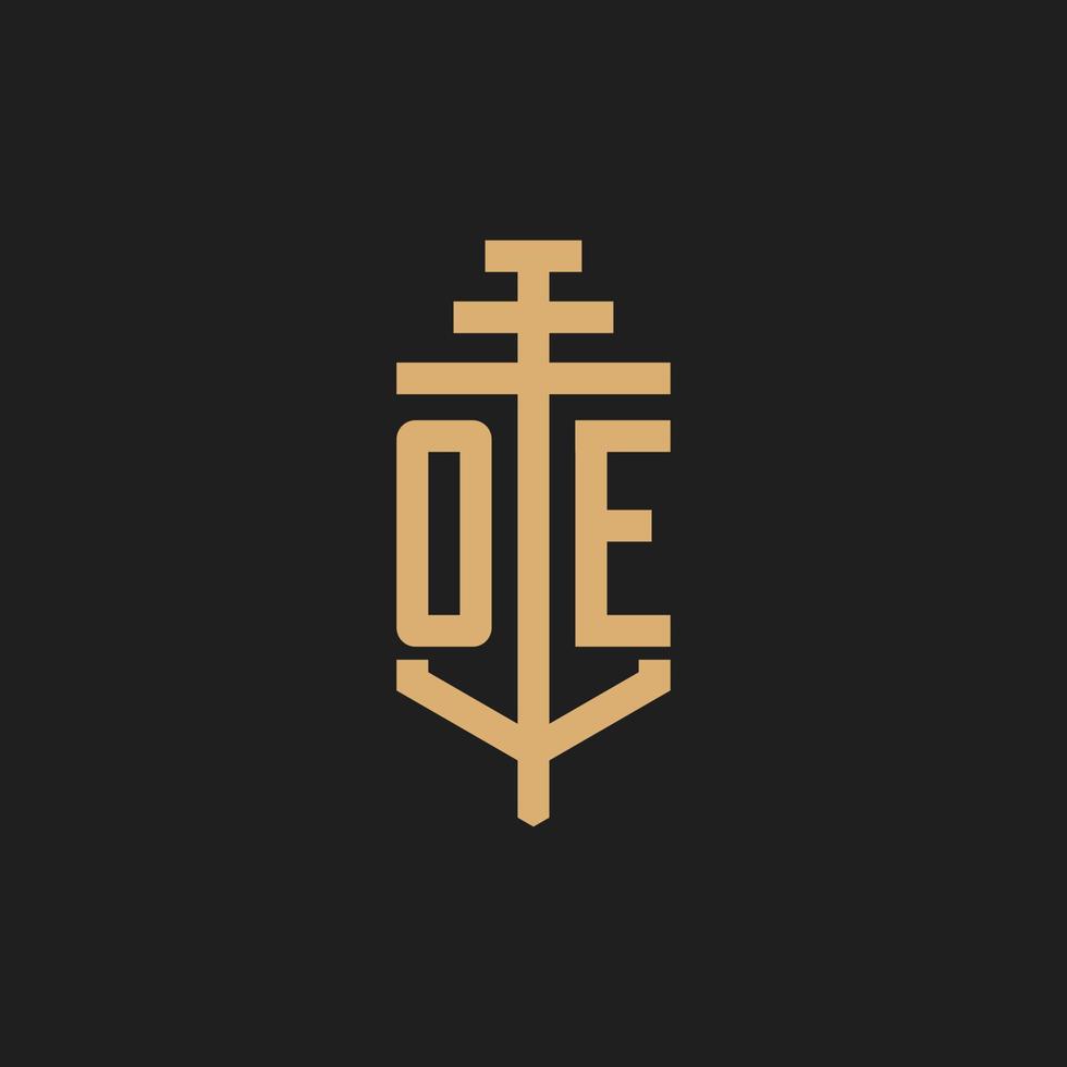 monogramme de logo initial oe avec vecteur de conception d'icône de pilier