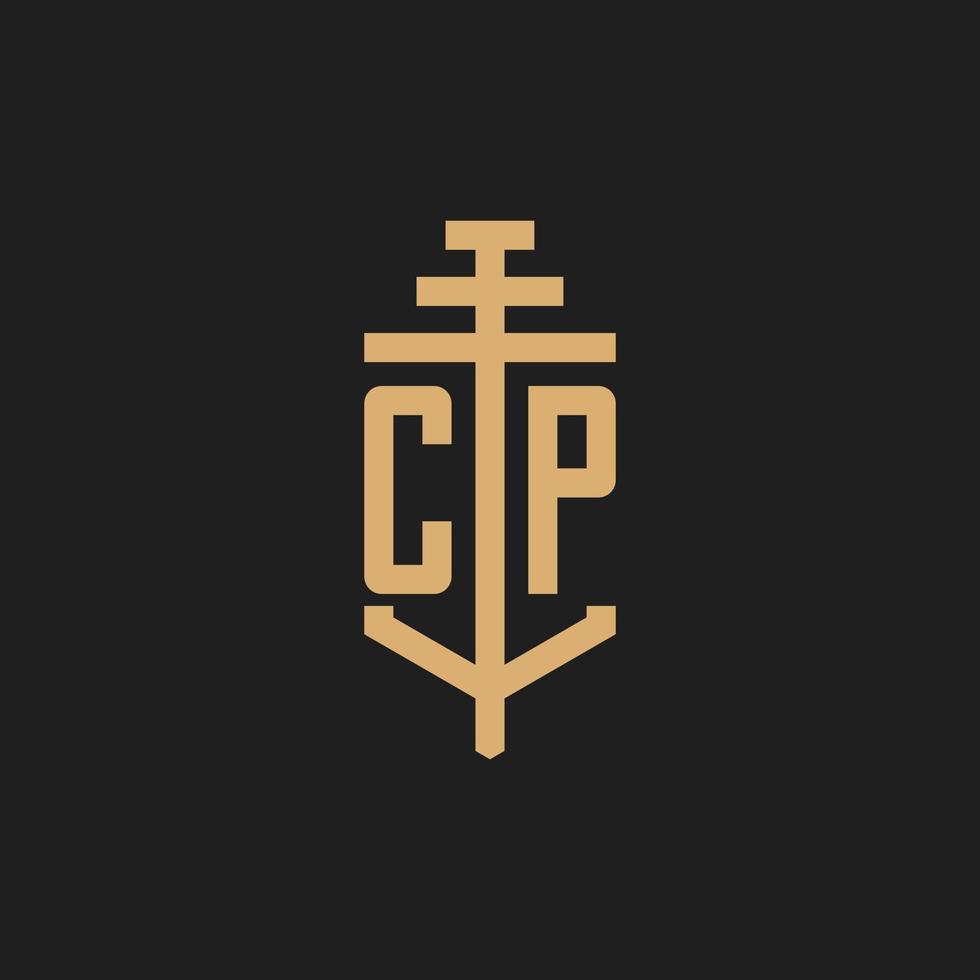 monogramme de logo initial cp avec vecteur de conception d'icône de pilier