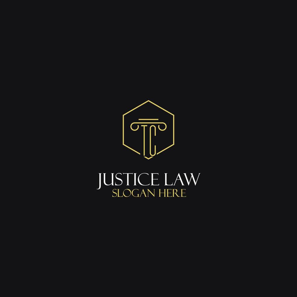 conception des initiales du monogramme tc pour le logo juridique, avocat, avocat et cabinet d'avocats vecteur