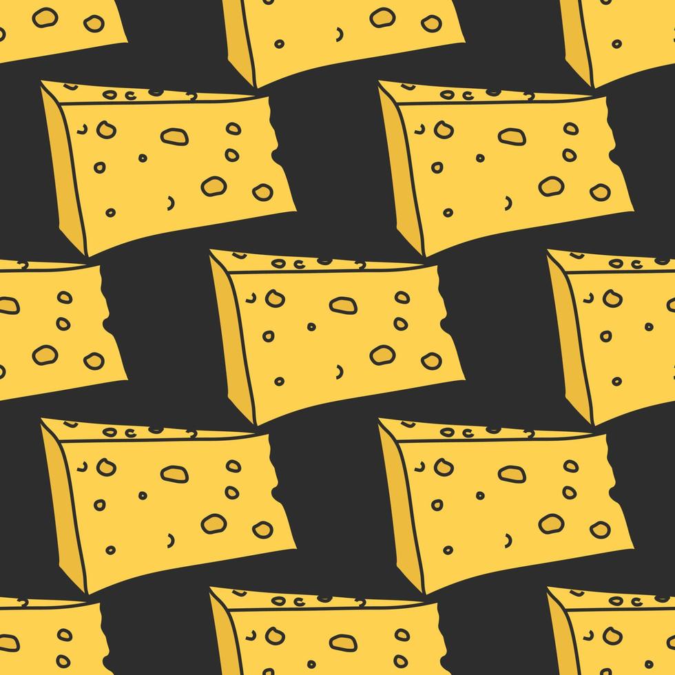 motif de fromage sans soudure. modèle vectoriel de doodle avec des icônes de fromage. fond de fromage coloré