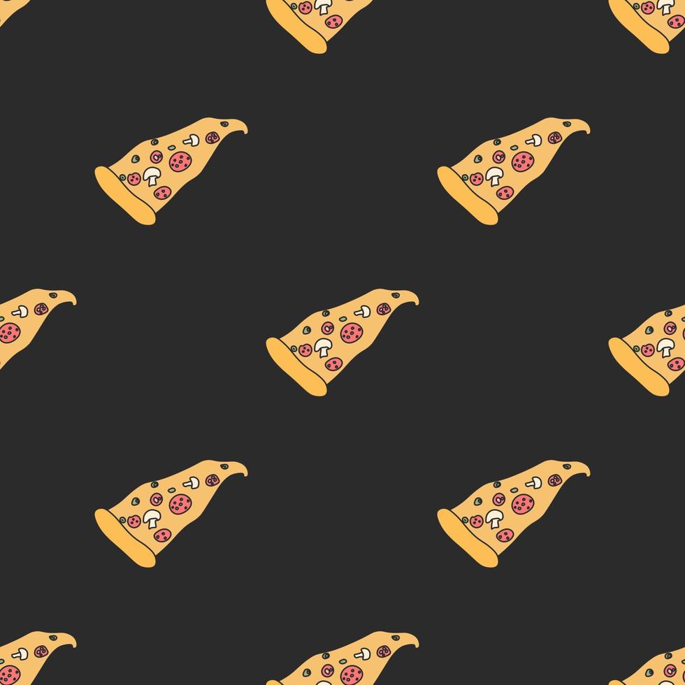 modèle de pizza sans soudure. fond de pizza coloré. illustration de pizza vectorielle de doodle. modèle de vecteur de restauration rapide