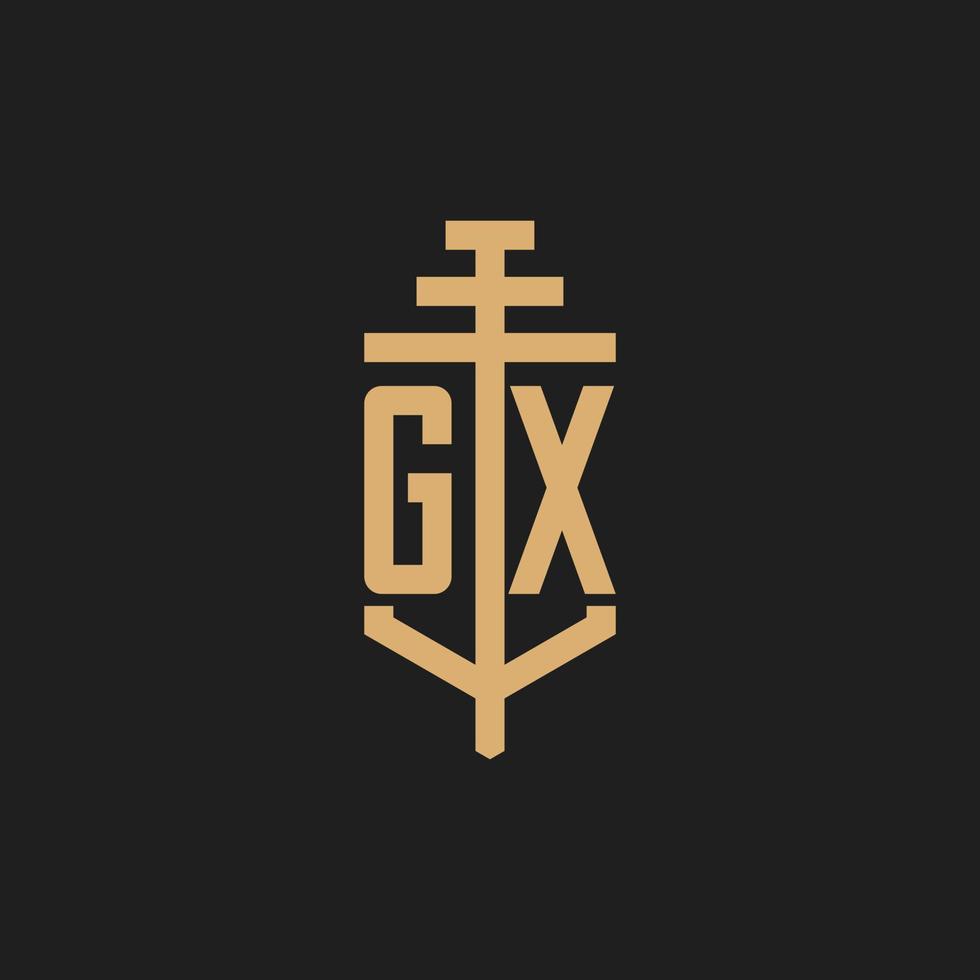 monogramme de logo initial gx avec vecteur de conception d'icône de pilier