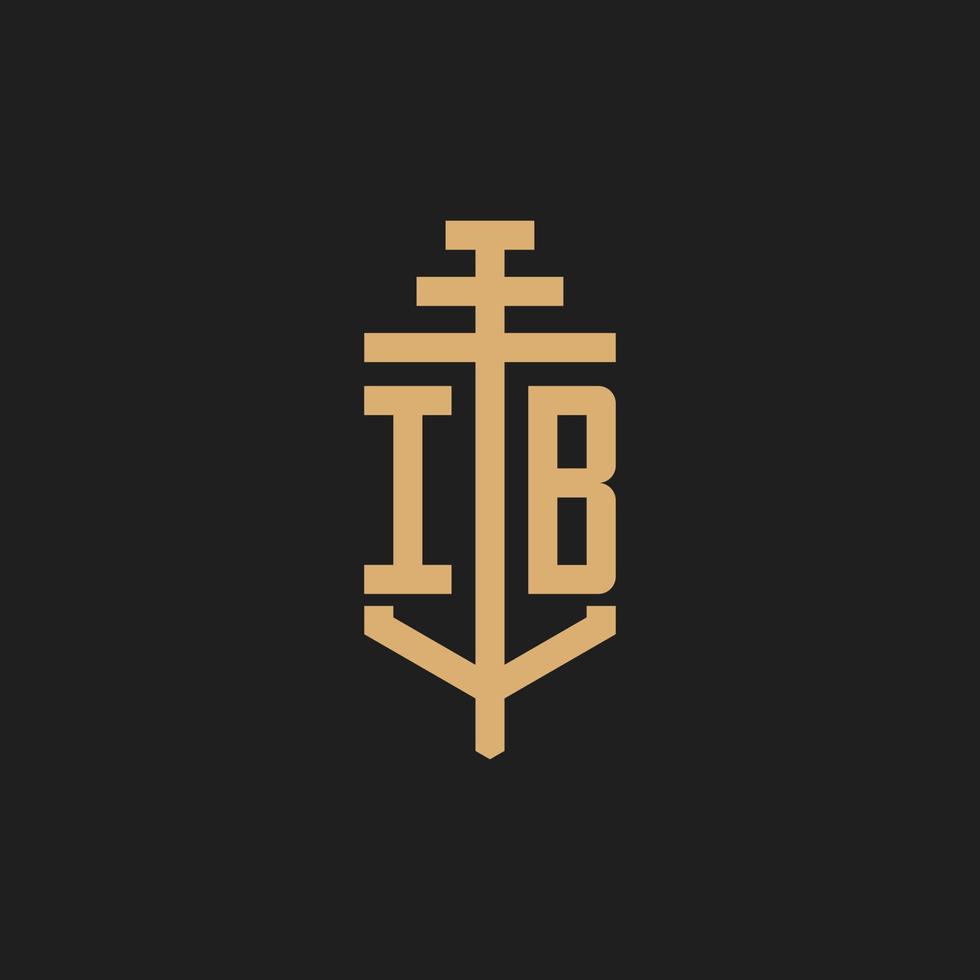 monogramme de logo initial ib avec vecteur de conception d'icône de pilier