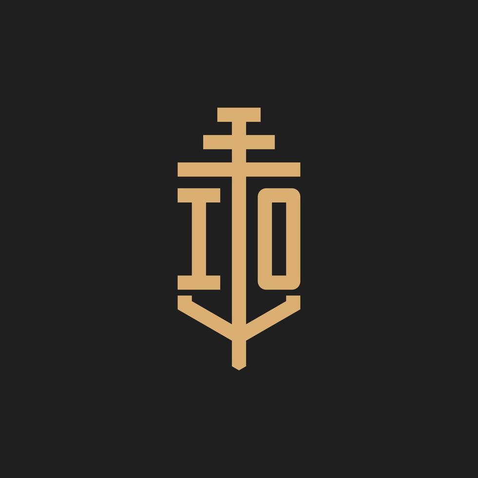 monogramme de logo initial io avec vecteur de conception d'icône de pilier