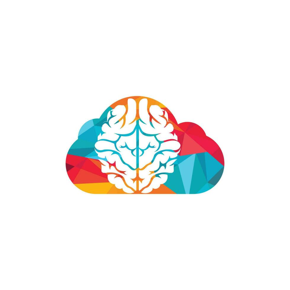 icône vectorielle de conception de logo de cerveau de nuage. logo du cerveau numérique. vecteur