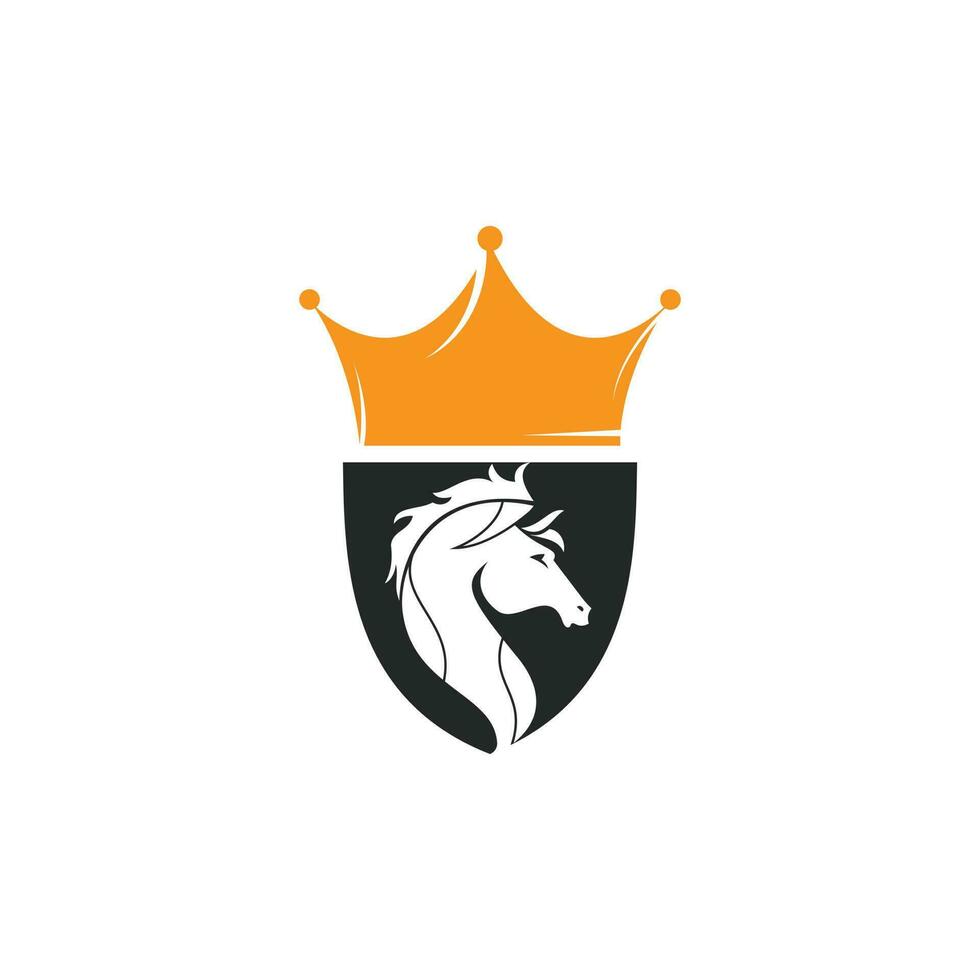 création de logo vectoriel cheval roi. cheval en bouclier avec le concept de logo d'icône de couronne.