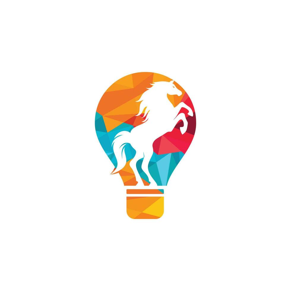 création de logo ampoule et cheval. concept de logo d'idées sauvages. vecteur