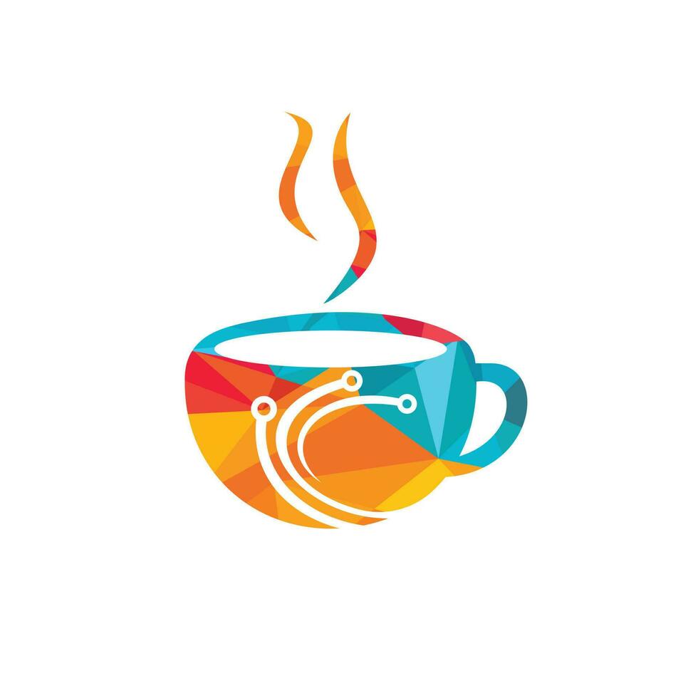 création de logo vectoriel café tech. modèle vectoriel d'icône de café numérique.