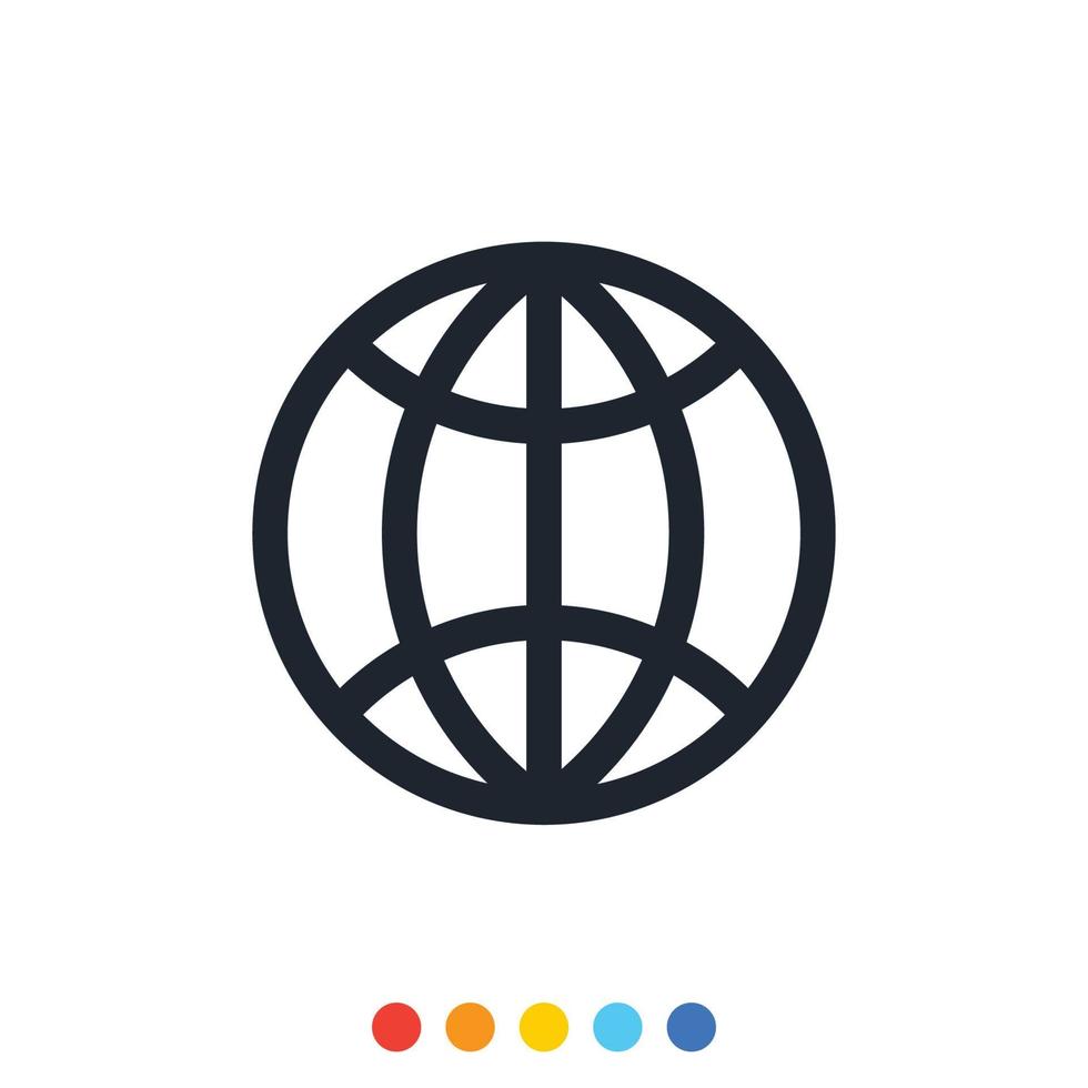 icône de globe simple, icône de navigateur Web Internet. vecteur