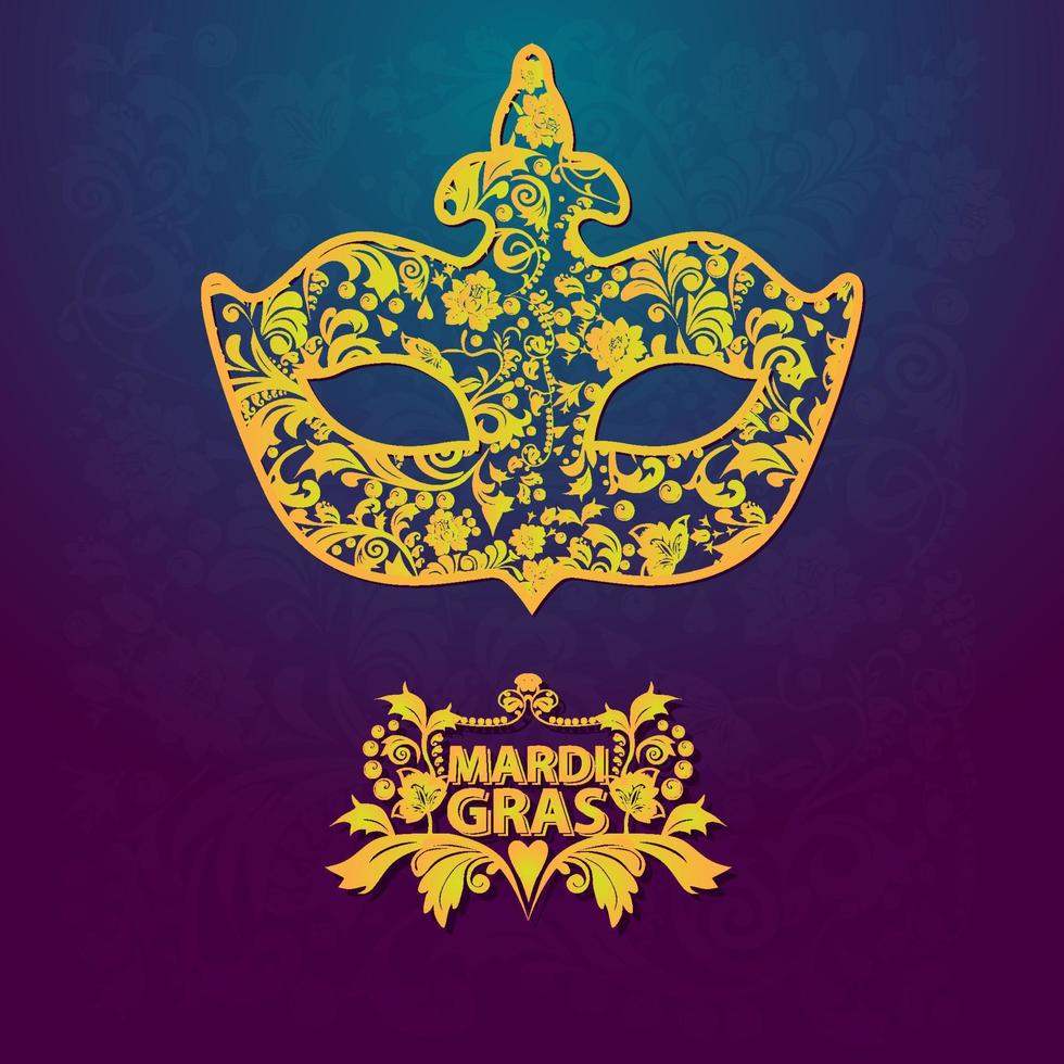 motif de fond avec masque doré orné mardi gras illustration vectorielle vecteur