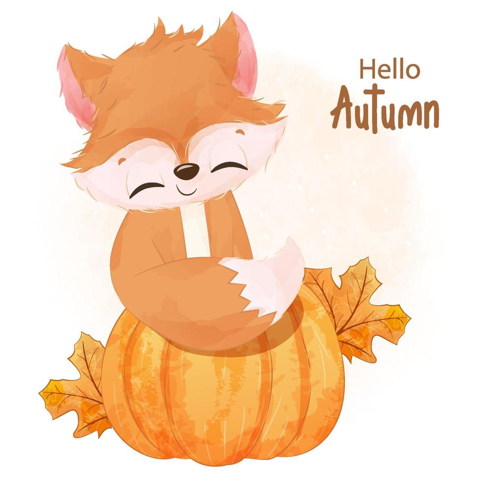 illustration de petit renard série automne vecteur