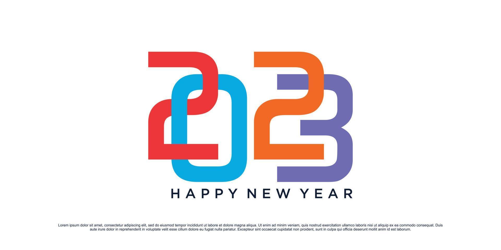bonne année 2023 inspiration de conception de logo pour le nouvel an avec un vecteur premium de concept moderne unique