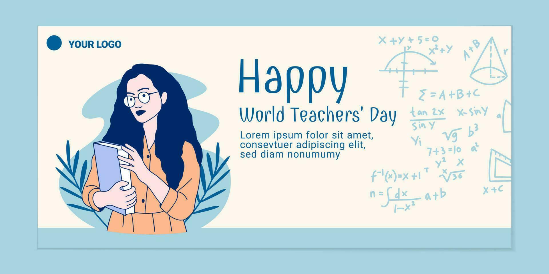 illustrations de la belle enseignante pour le modèle de bannière de la journée mondiale des enseignants vecteur