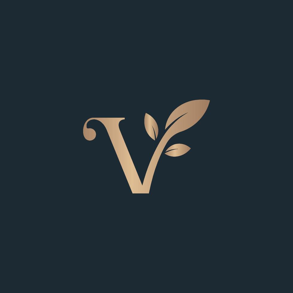 beauté lettre logo v feuille logo de luxe cosmétique vecteur