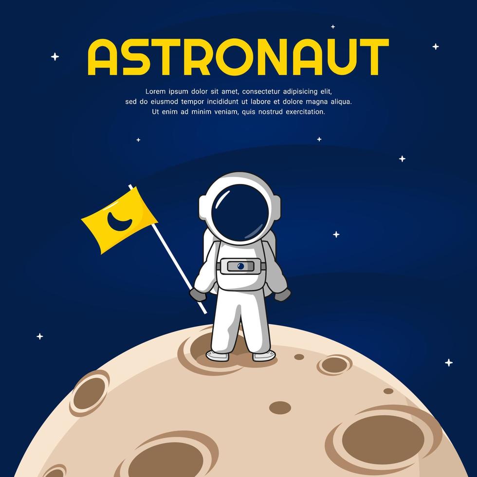 astronaute debout sur l'illustration vectorielle de l'affiche de la lune vecteur