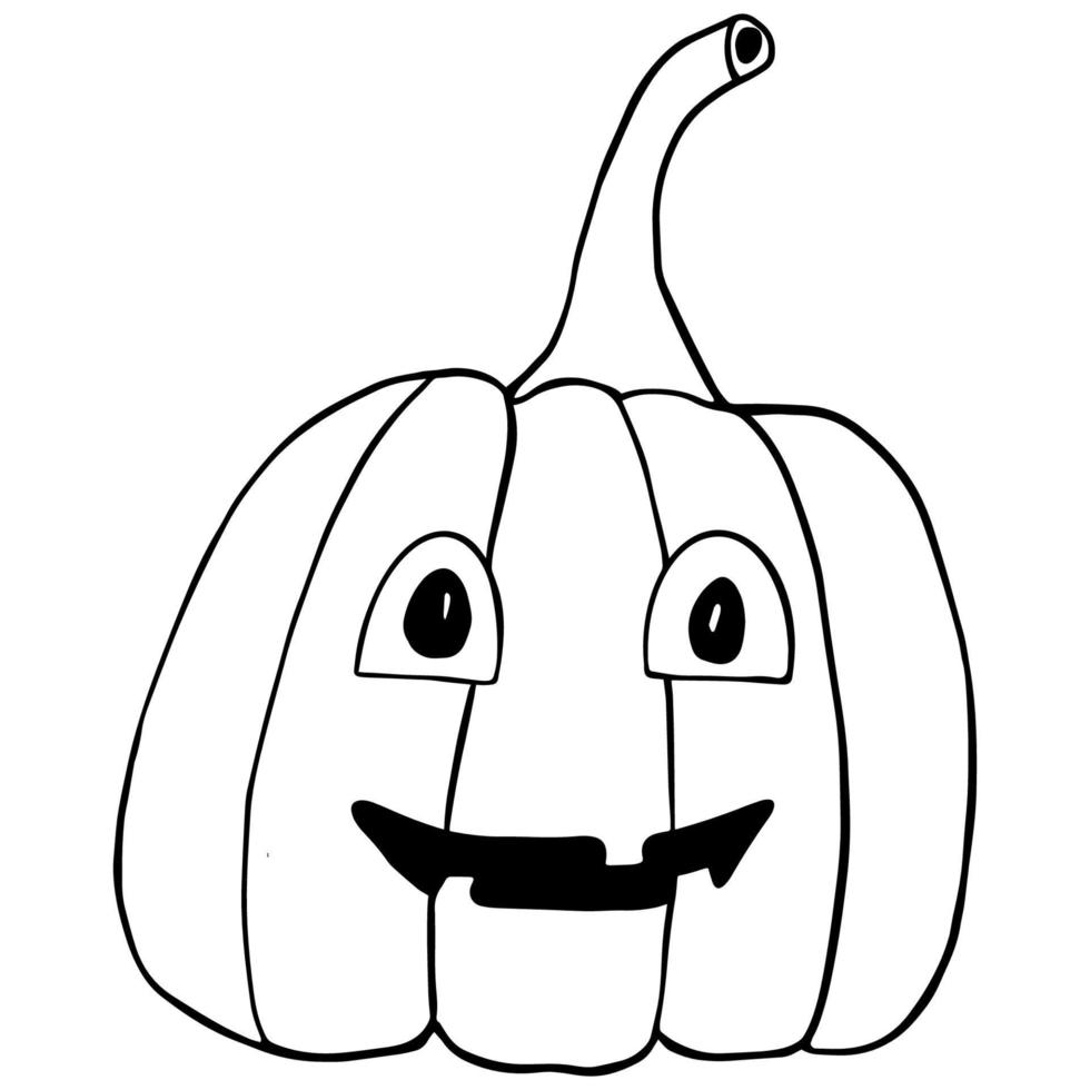 doodle noir d'une citrouille. illustration d'halloween. illustration de citrouille dessinée à la main. dessin au trait vecteur