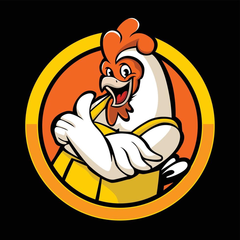 illustration de logo vectoriel de poulet donnant un coup de pouce