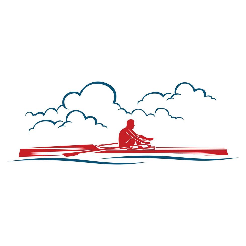 illustration de logo vectoriel d'un rameur sur la rivière